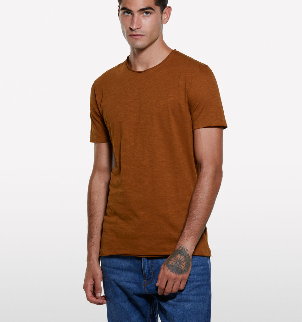 Terracotta slim fit short sleeve t-shirt - men's short sleeve t-shirts - Burnt | Sisley image number 3